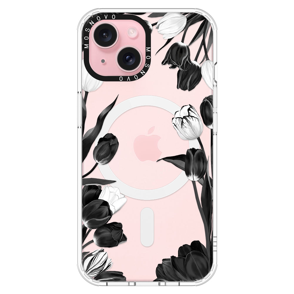 Black Tulips Phone Case - iPhone 15 Plus Case - MOSNOVO