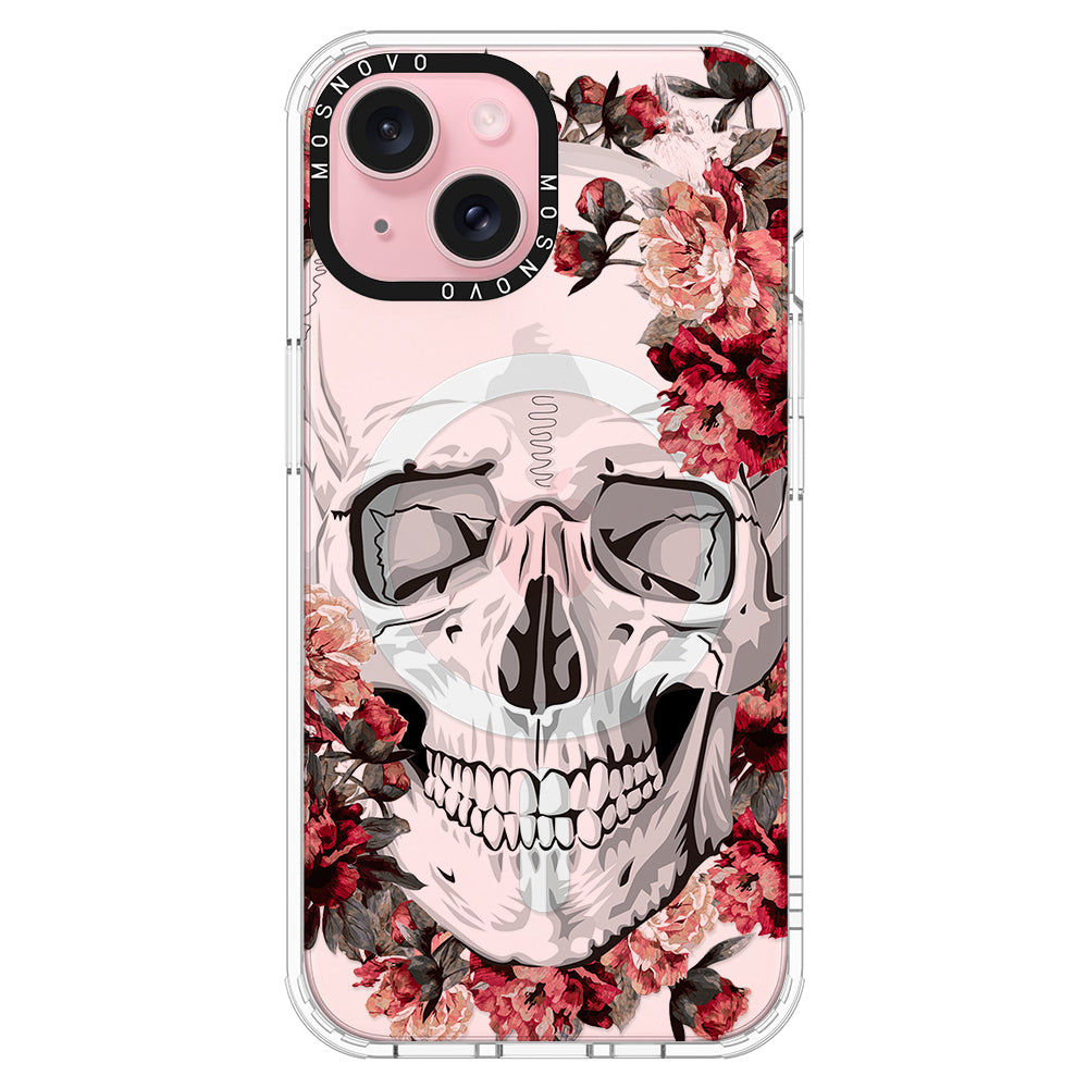 Red Flower Skull Phone Case - iPhone 15 Case - MOSNOVO