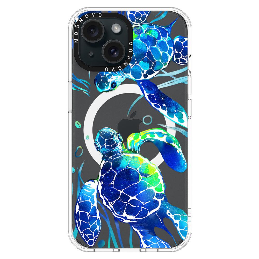 Blue Sea Turtle Phone Case - iPhone 15 Plus Case - MOSNOVO