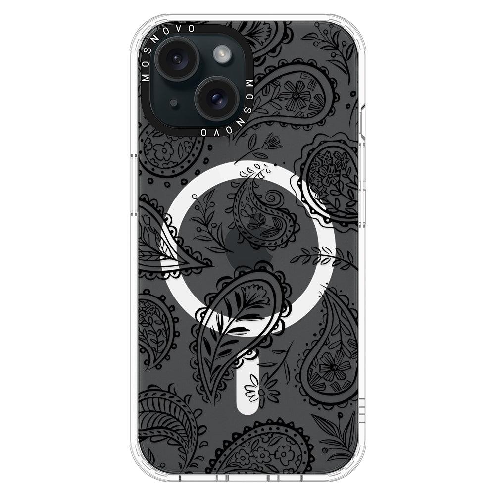 Black Paisley Phone Case - iPhone 15 Case - MOSNOVO