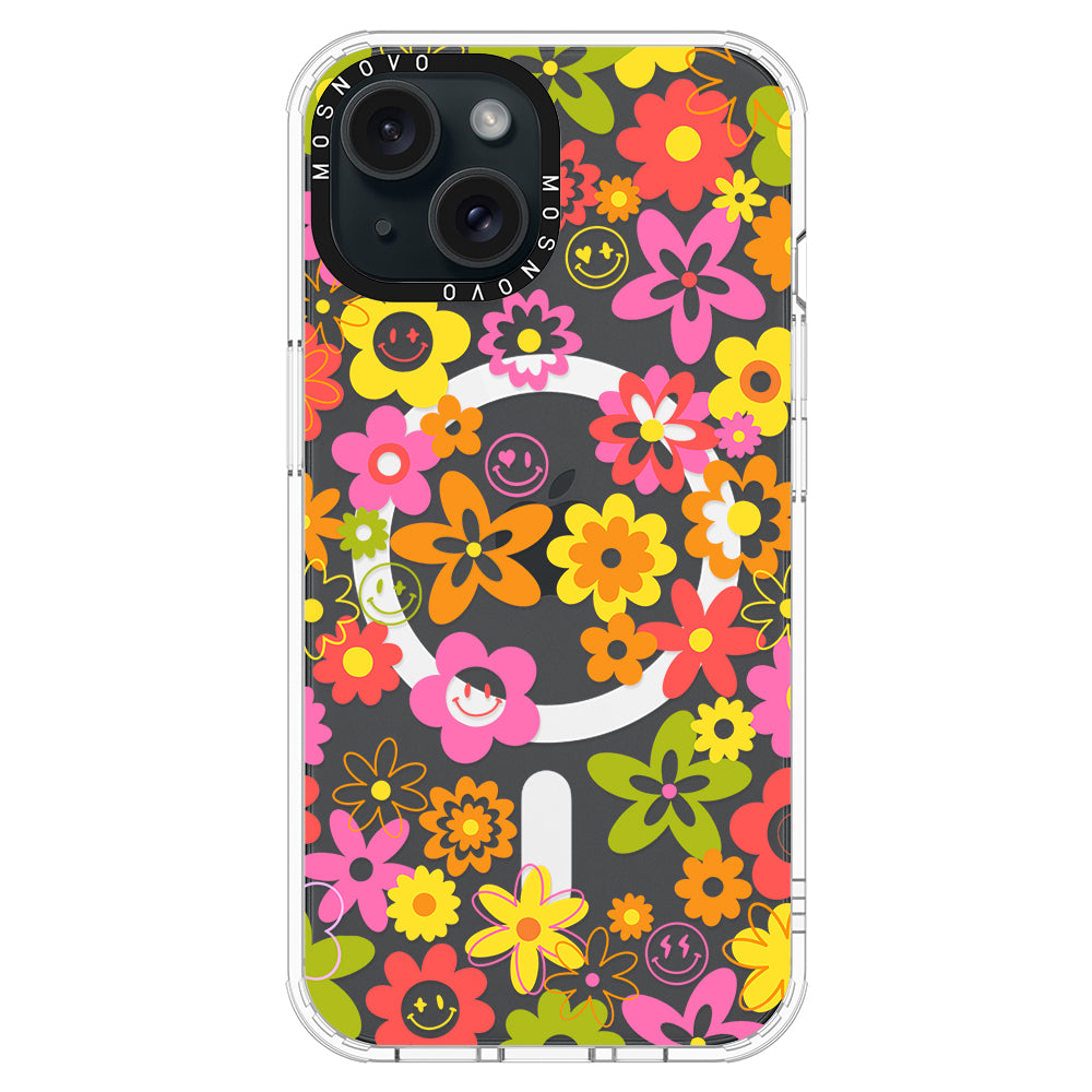 70's Groovy Floral Phone Case - iPhone 15 Plus Case - MOSNOVO