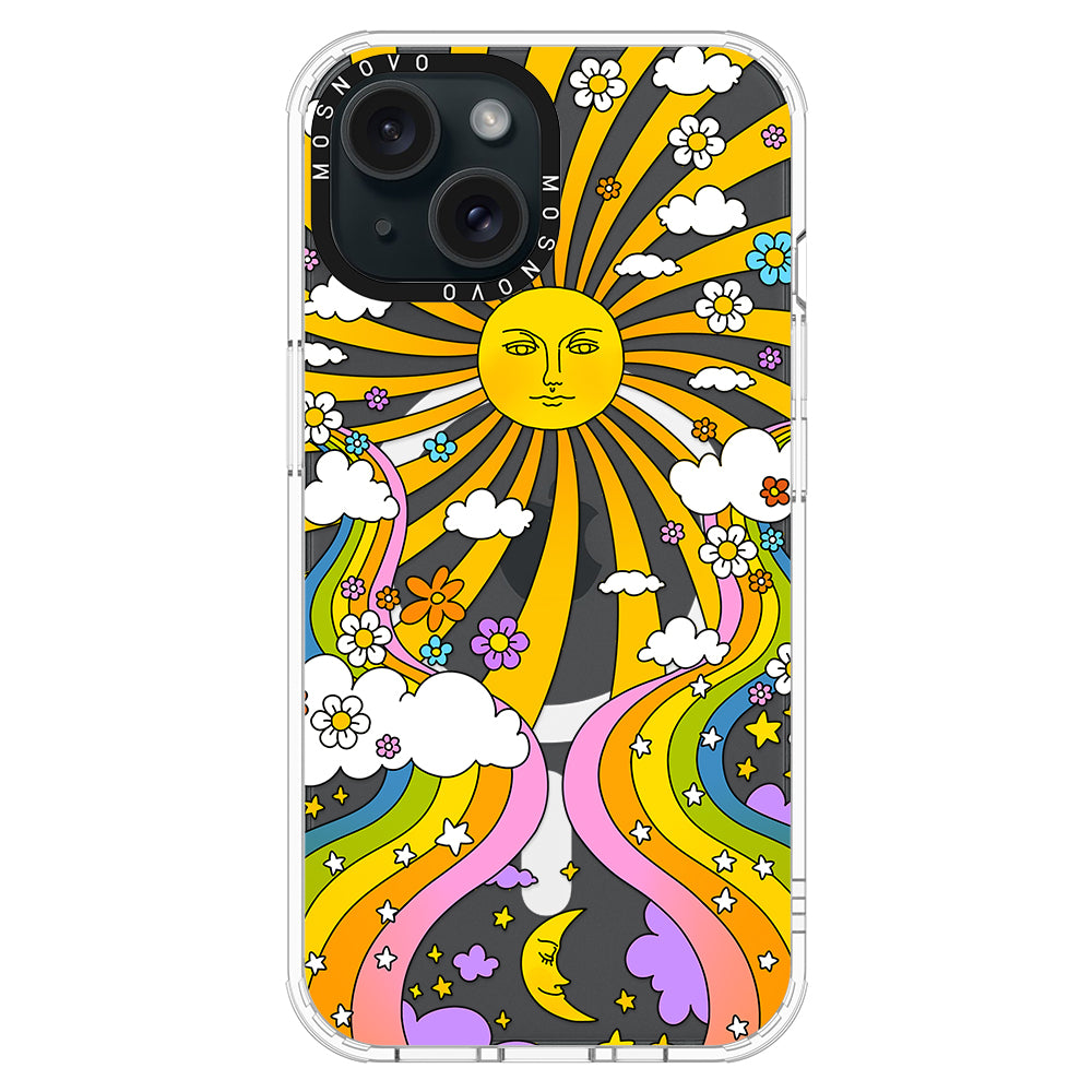 Rainbow Sun and Moon Phone Case - iPhone 15 Case - MOSNOVO