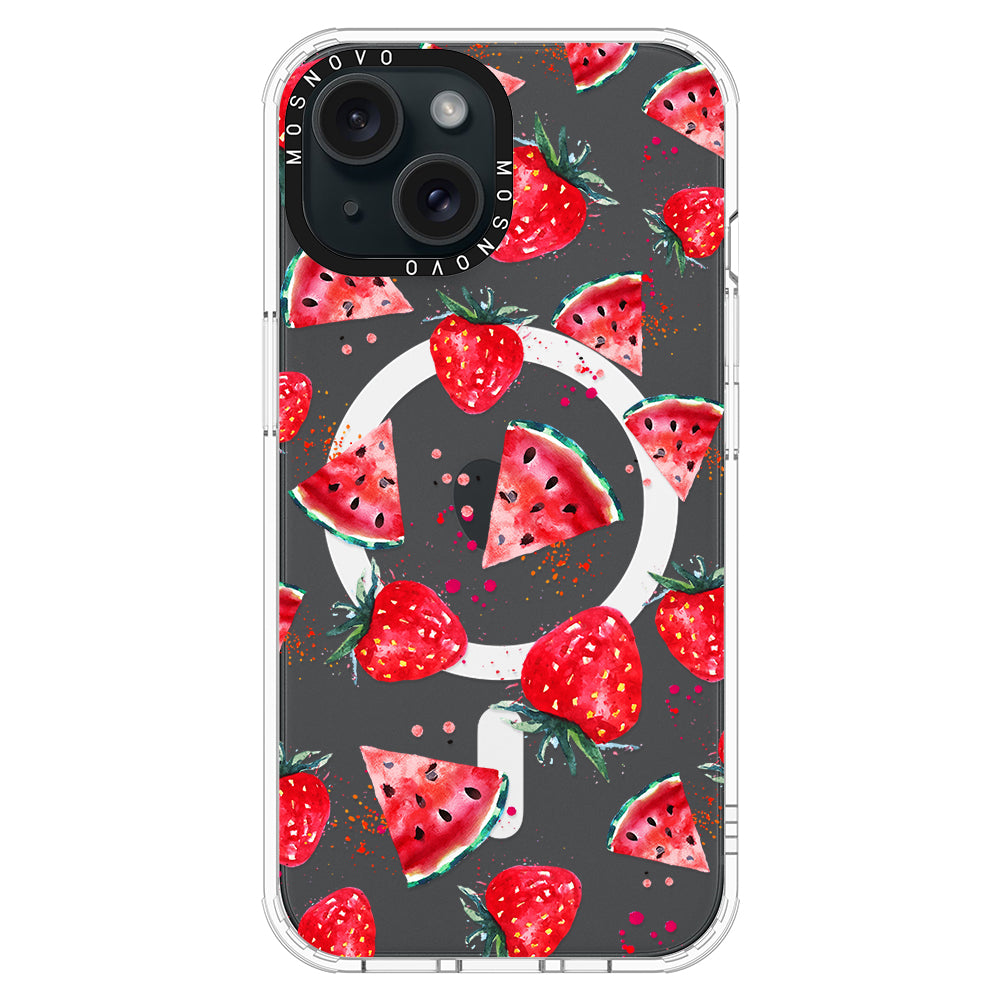 Watermelon and Strawberry Phone Case - iPhone 15 Case - MOSNOVO