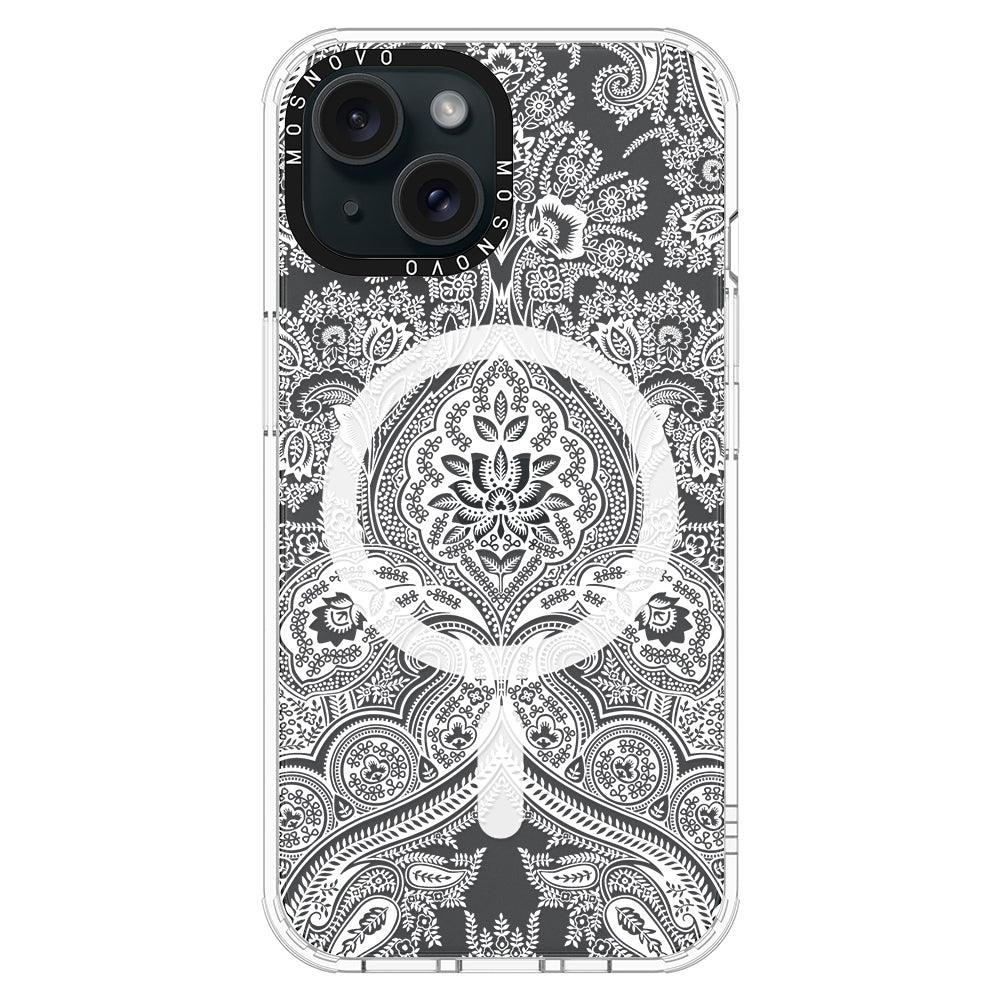 White Damask Phone Case - iPhone 15 Case - MOSNOVO