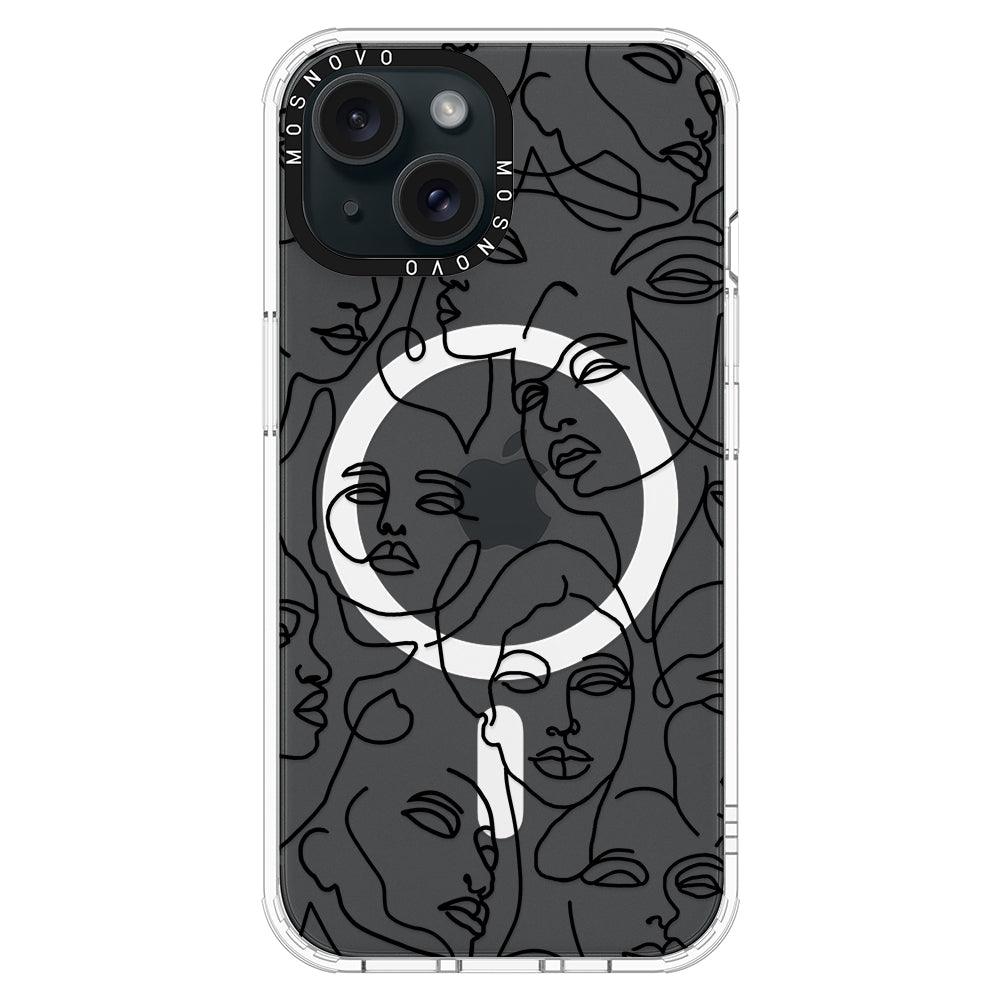 Abstract Face Line Art Phone Case - iPhone 15 Case - MOSNOVO