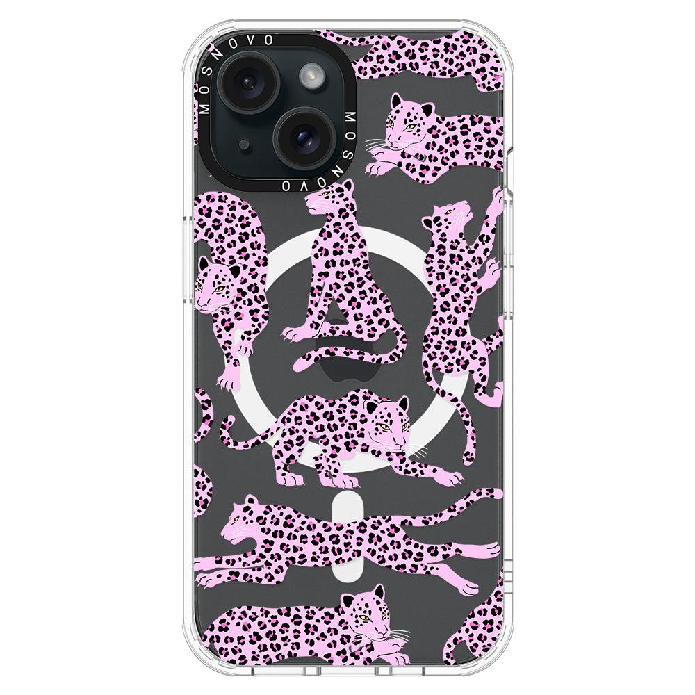 Pink Leopard Phone Case - iPhone 15 Plus Case - MOSNOVO