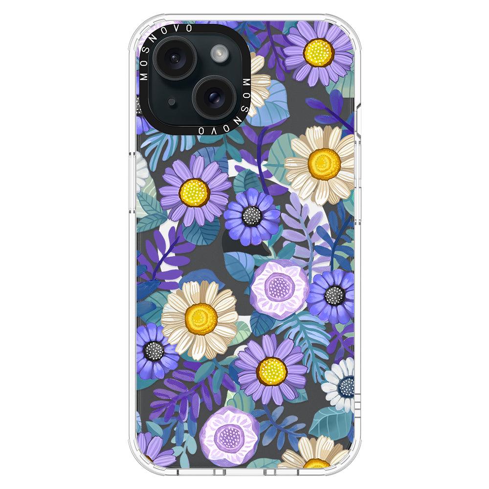 Purple Floral Phone Case - iPhone 15 Case - MOSNOVO