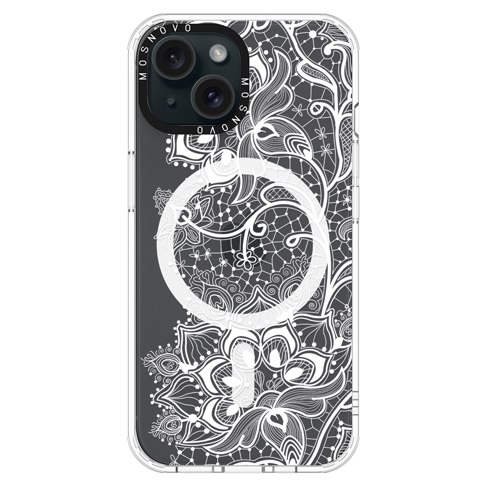 White Lotus Henna Phone Case - iPhone 15 Case - MOSNOVO