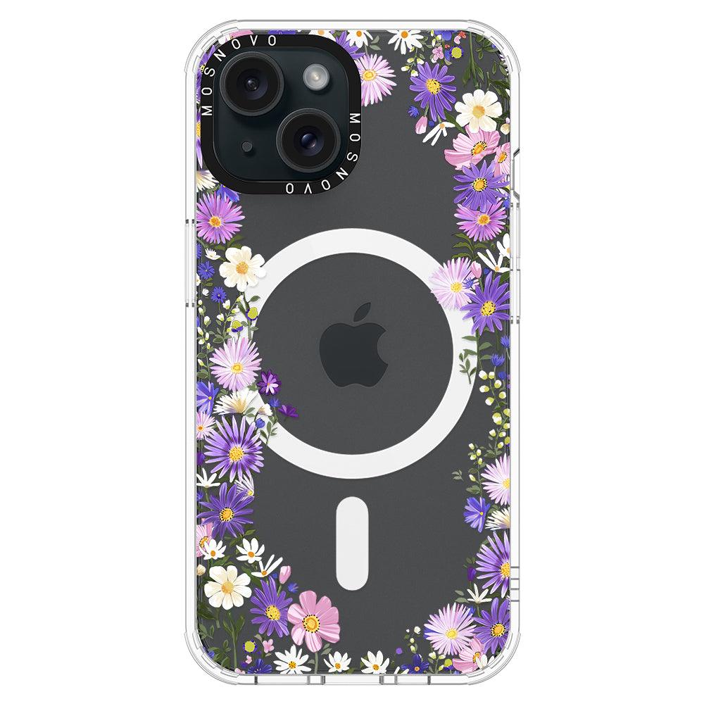 Purple Daisy Garden Phone Case - iPhone 15 Plus Case - MOSNOVO