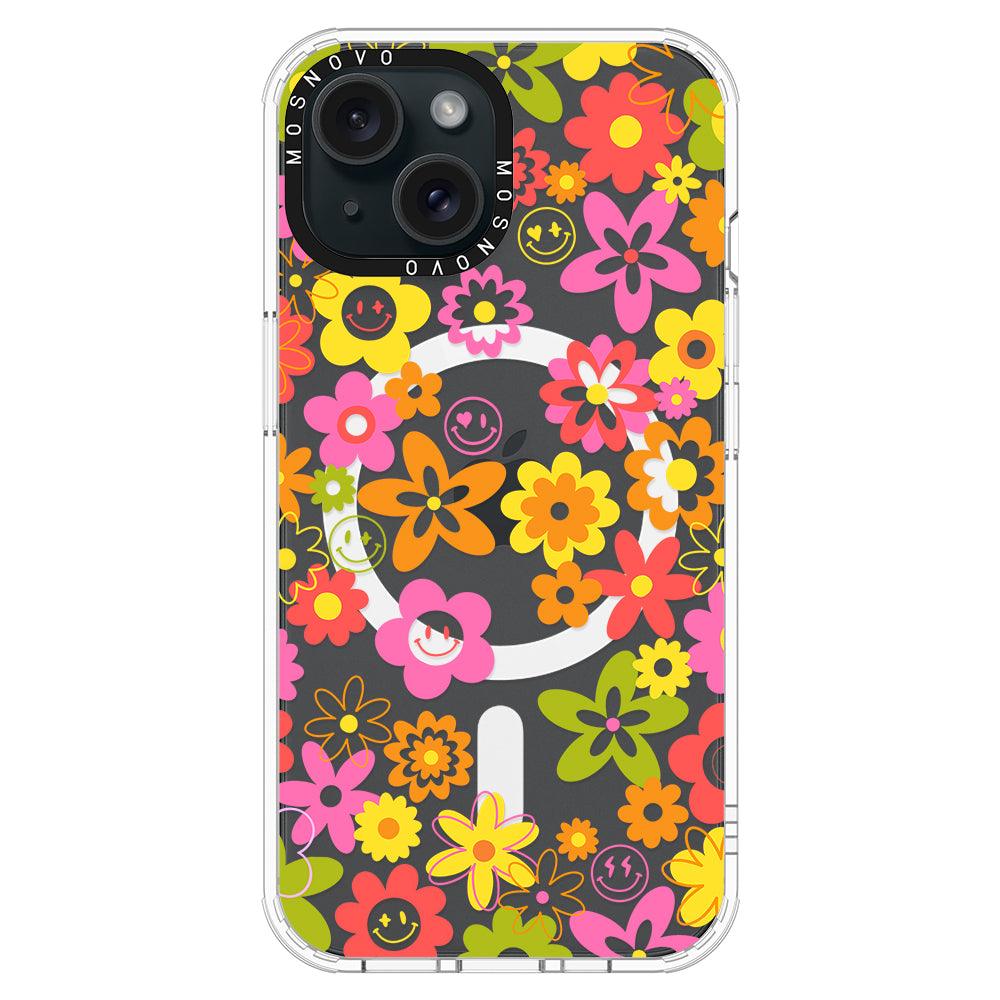 70's Groovy Floral Phone Case - iPhone 15 Case - MOSNOVO