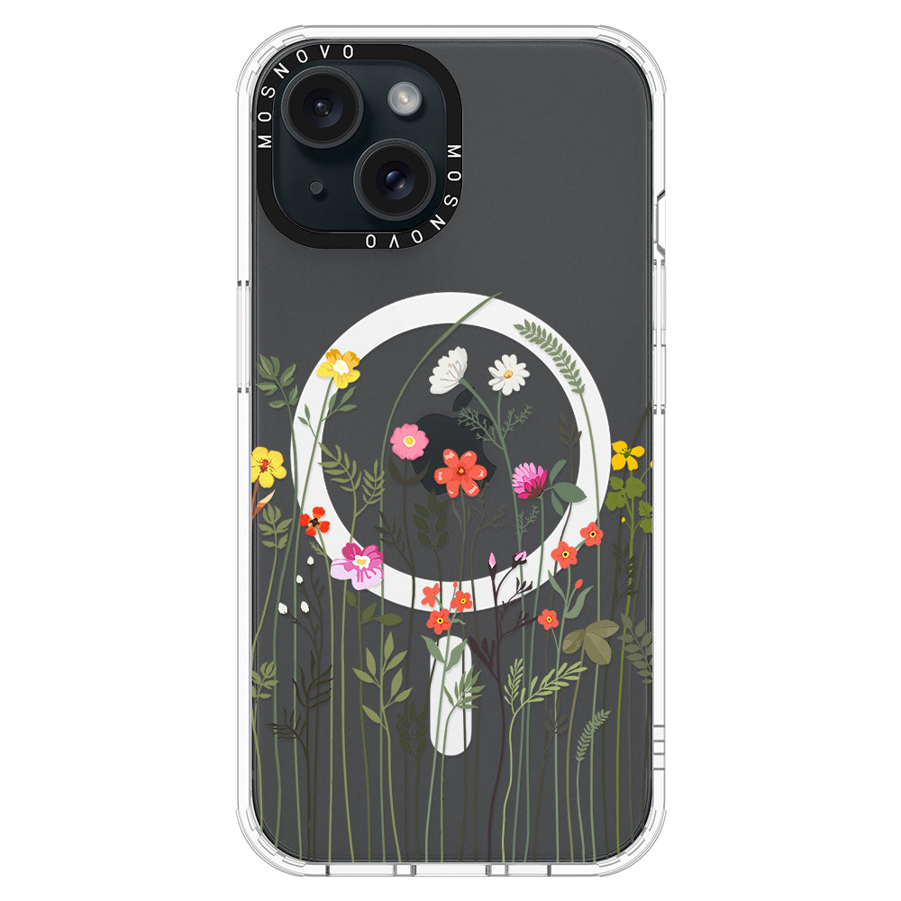 Spring Wildflower Phone Case - iPhone 15 Case Clear With Magsafe