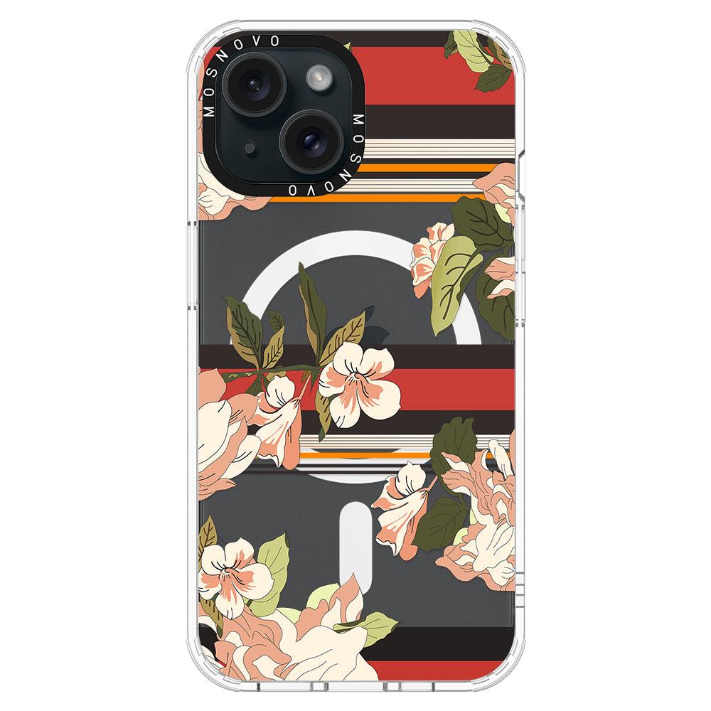 Classic Stripe Floral Phone Case - iPhone 15 Case - MOSNOVO