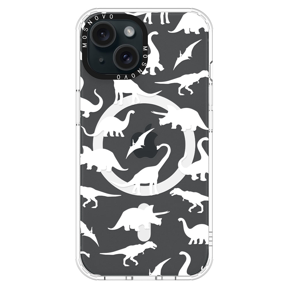 White Dinosaur Phone Case - iPhone 15 Plus Case - MOSNOVO