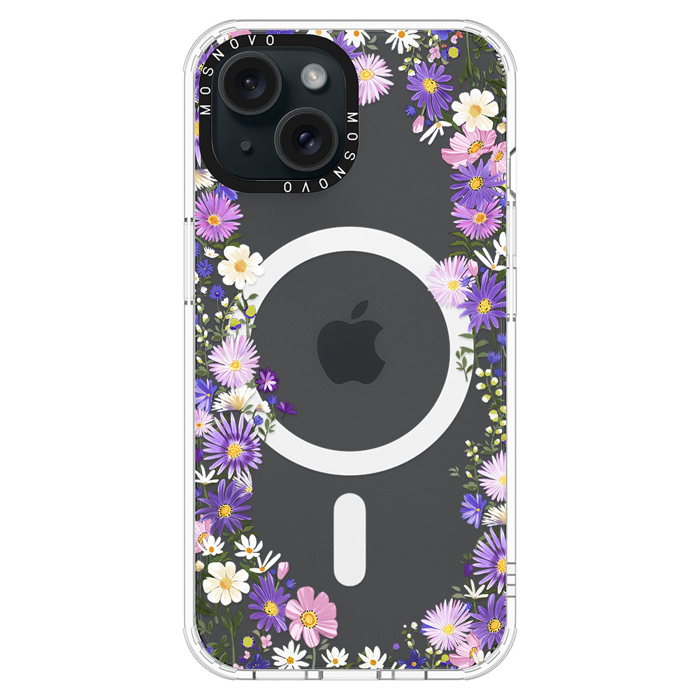 Purple Daisy Garden Phone Case - iPhone 15 Case - MOSNOVO