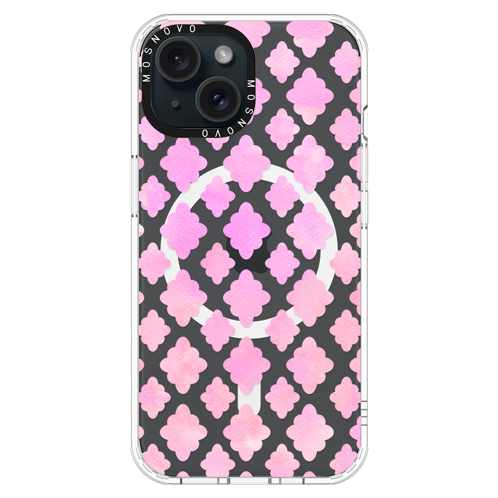 Pink Flower Diamond Phone Case - iPhone 15 Case - MOSNOVO