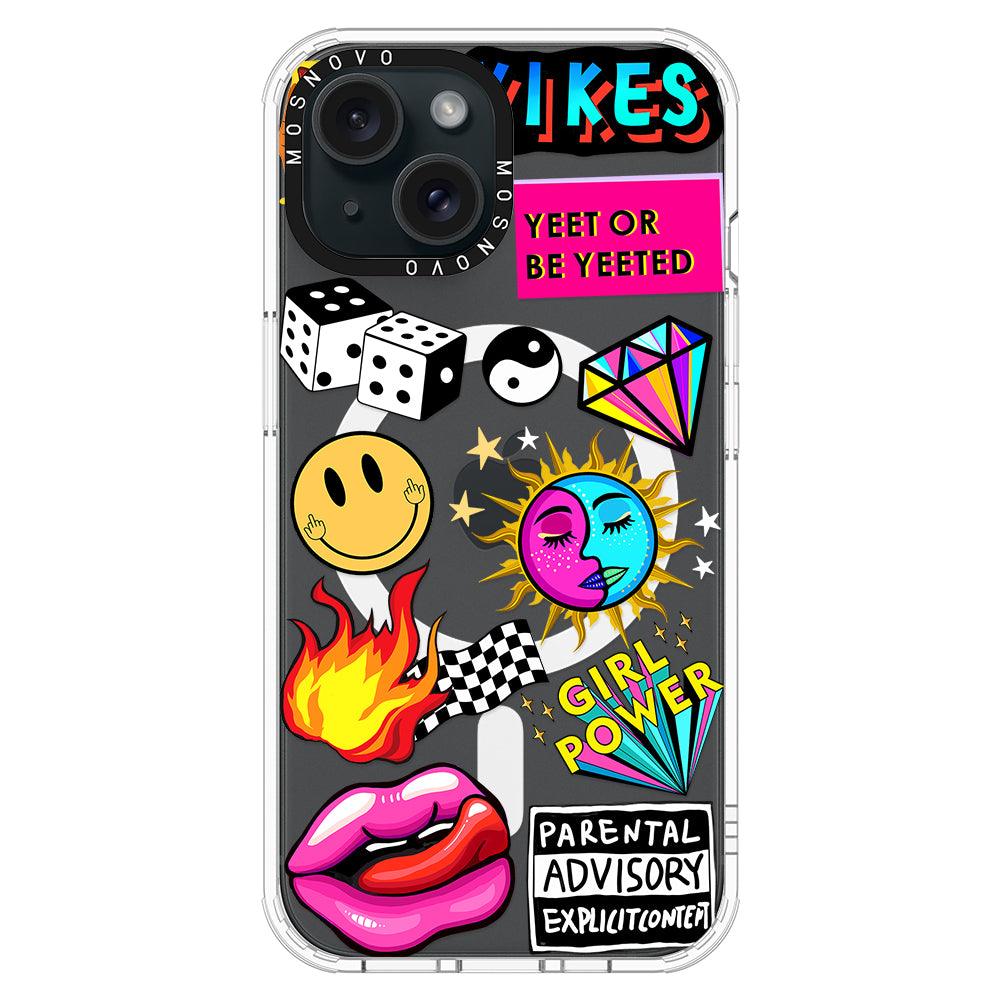 Funky Stickers Phone Case - iPhone 15 Case - MOSNOVO