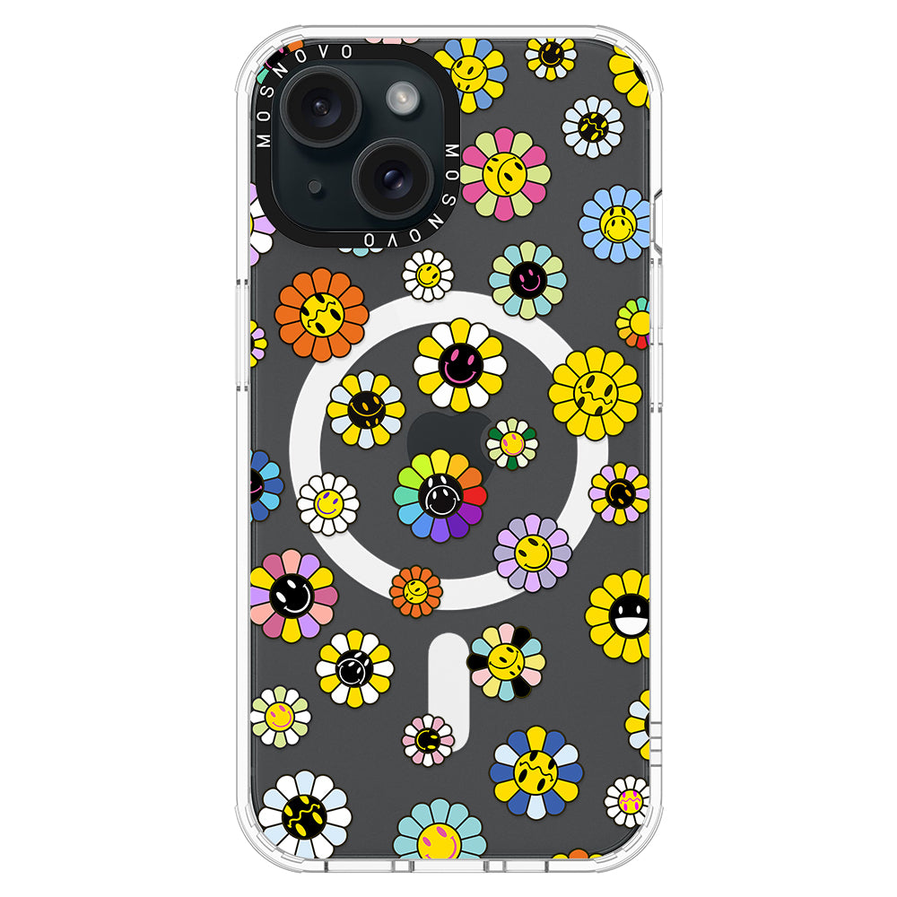 Flower Smiley Face Phone Case - iPhone 15 Plus Case - MOSNOVO