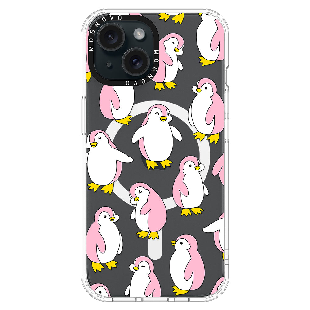 Pink Penguins Phone Case - iPhone 15 Plus Case - MOSNOVO