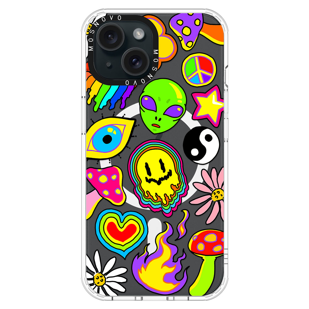 Hippie Rainbow Face Love Phone Case - iPhone 15 Case - MOSNOVO