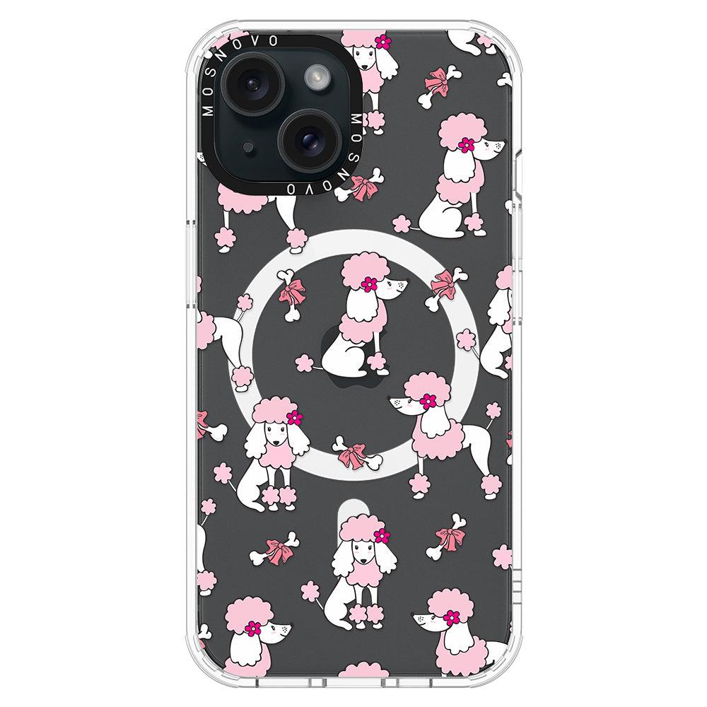 Pink Poodle Phone Case - iPhone 15 Case Clear With Magsafe