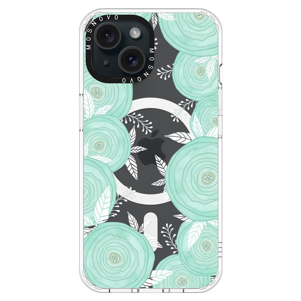 Mint Flower Phone Case - iPhone 15 Case - MOSNOVO