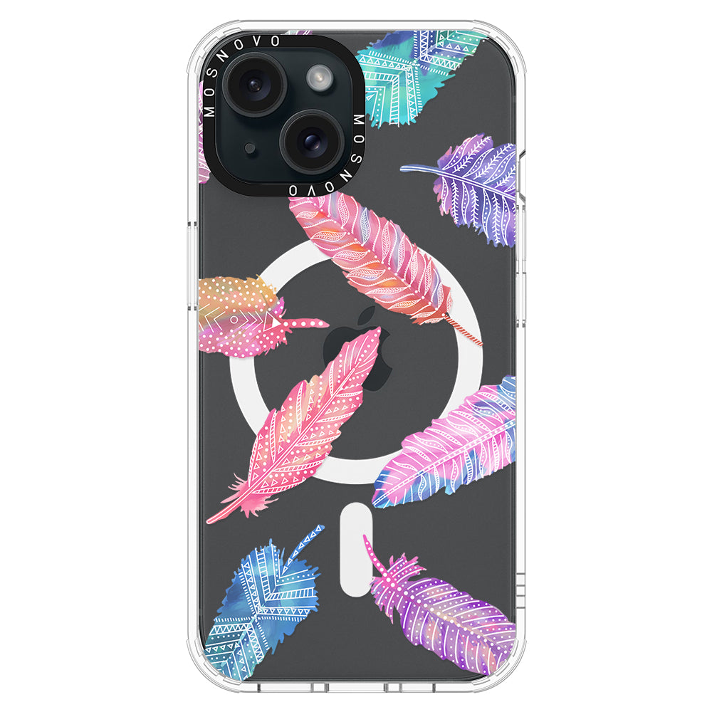 Boho Feather Phone Case - iPhone 15 Case Clear With Magsafe