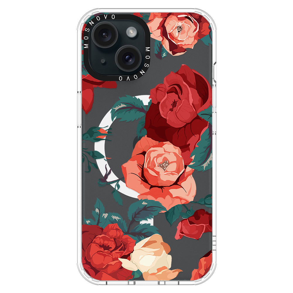 Vintage Red Rose Phone Case - iPhone 15 Case - MOSNOVO