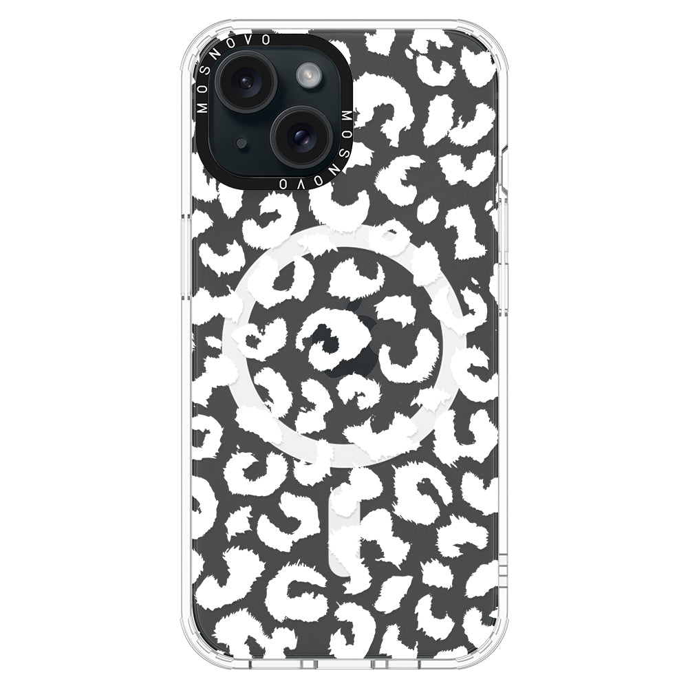 White Leopard Phone Case - iPhone 15 Plus Case - MOSNOVO