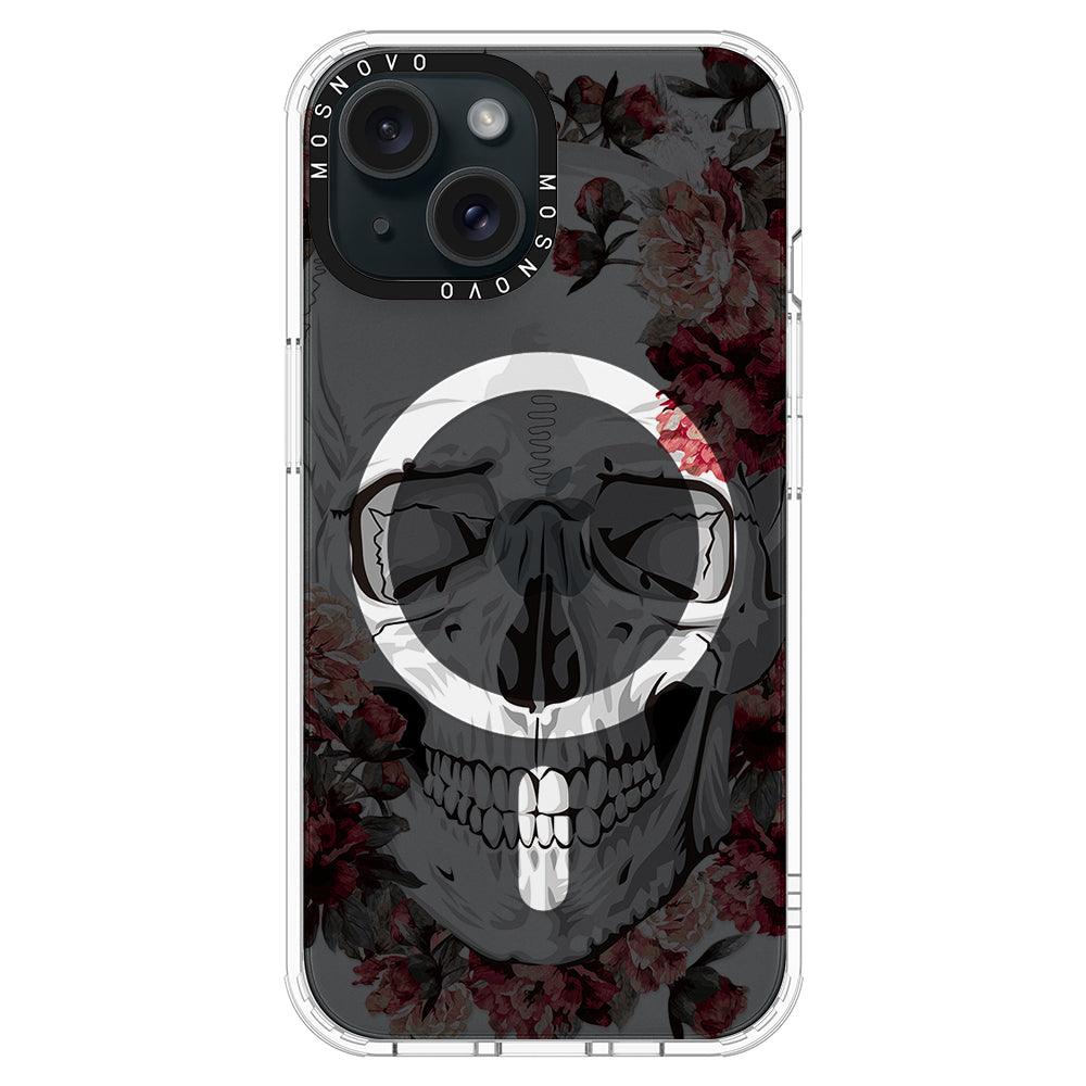 Red Flower Skull Phone Case - iPhone 15 Case - MOSNOVO