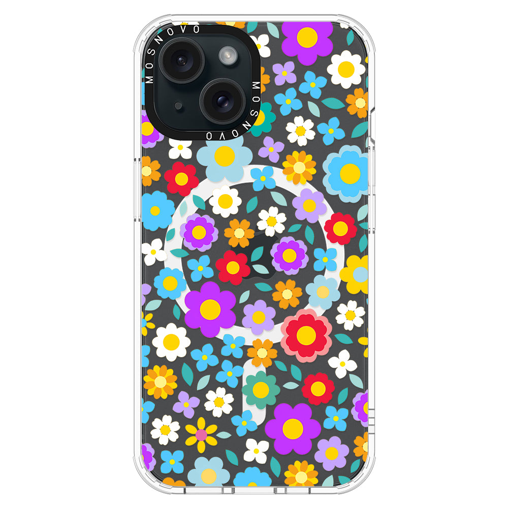 Retro Flower Phone Case - iPhone 15 Plus Case - MOSNOVO