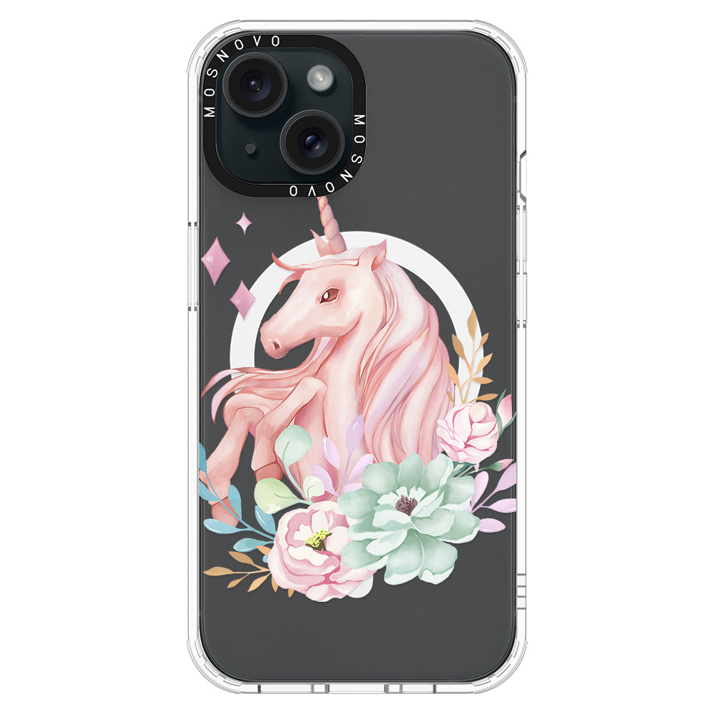 Elegant Flowers Unicorn Phone Case - iPhone 15 Case - MOSNOVO