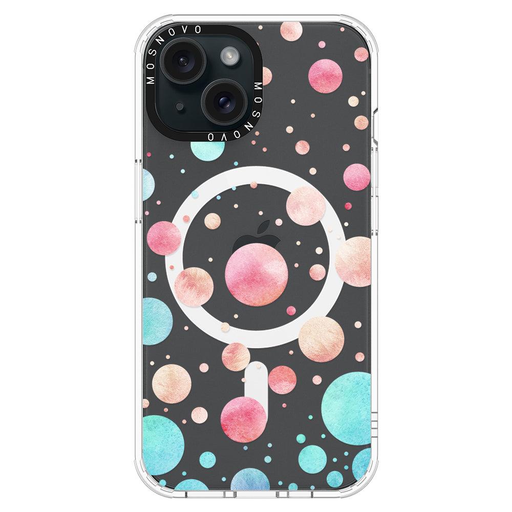 Watercolor Polka Dot Phone Case - iPhone 15 Case Clear With Magsafe