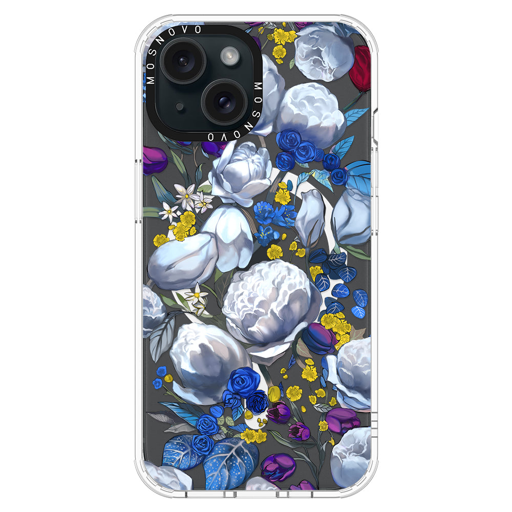 Purple Blue Floral Phone Case - iPhone 15 Plus Case - MOSNOVO