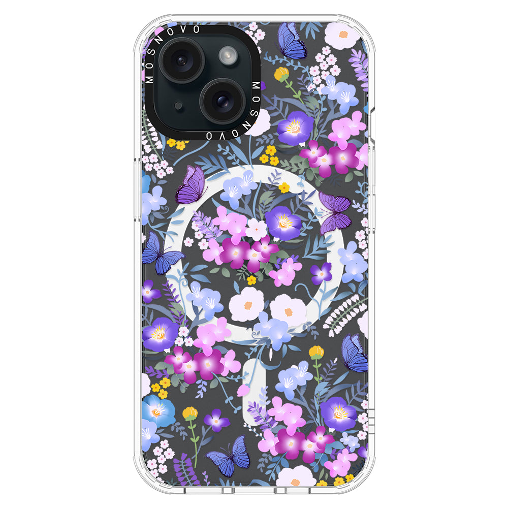 Purple Peri Nemophila Flower Phone Case - iPhone 15 Plus Case - MOSNOVO