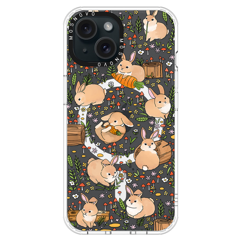 Bunny Garden Phone Case - iPhone 15 Case Clear With Magsafe