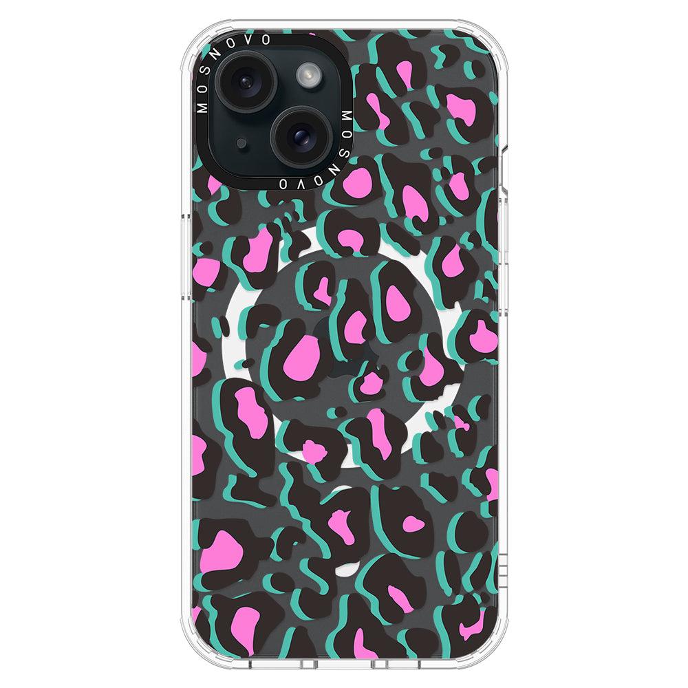 Hot Pink Leopard Print Phone Case - iPhone 15 Plus Case - MOSNOVO