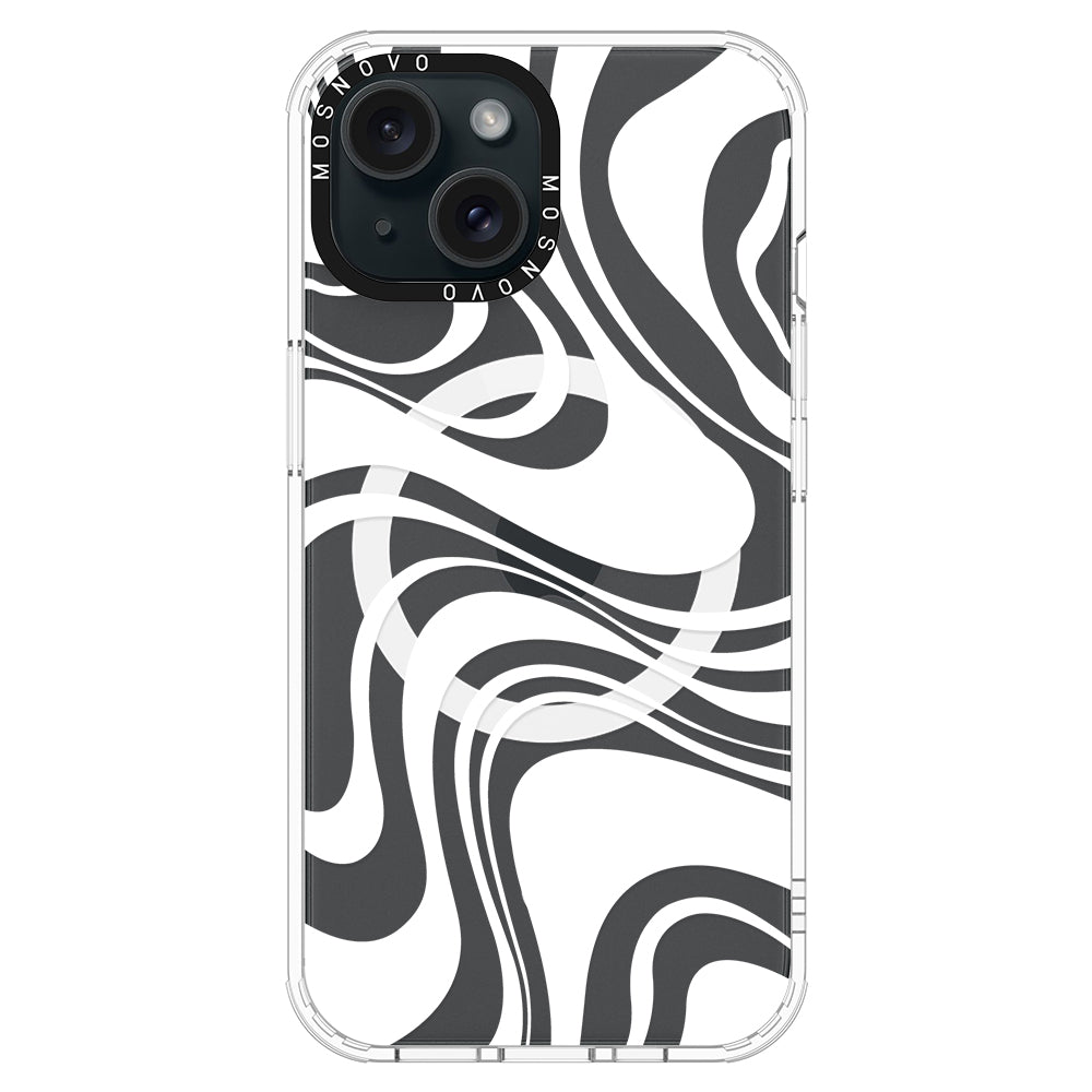 White Swirl Phone Case - iPhone 15 Plus Case - MOSNOVO