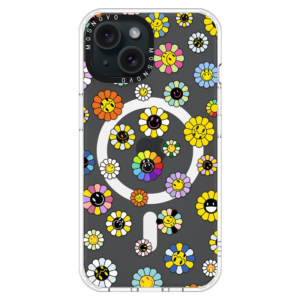 Flower Smiley Face Phone Case - iPhone 15 Case - MOSNOVO