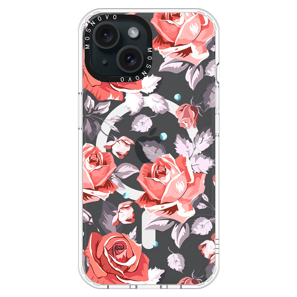 Retro Flower Roses Phone Case - iPhone 15 Plus Case - MOSNOVO