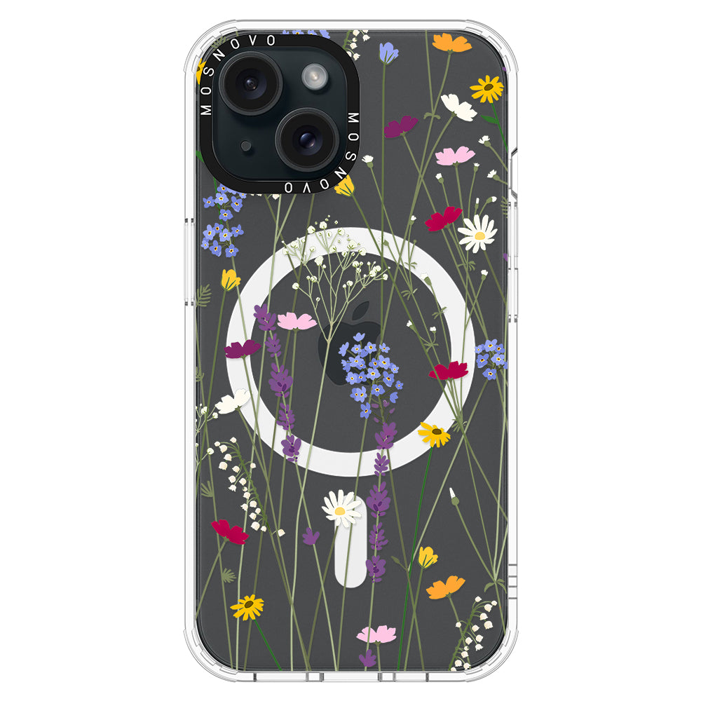 Floral Garden Lavender Daisy Flower Phone Case - iPhone 15 Case - MOSNOVO