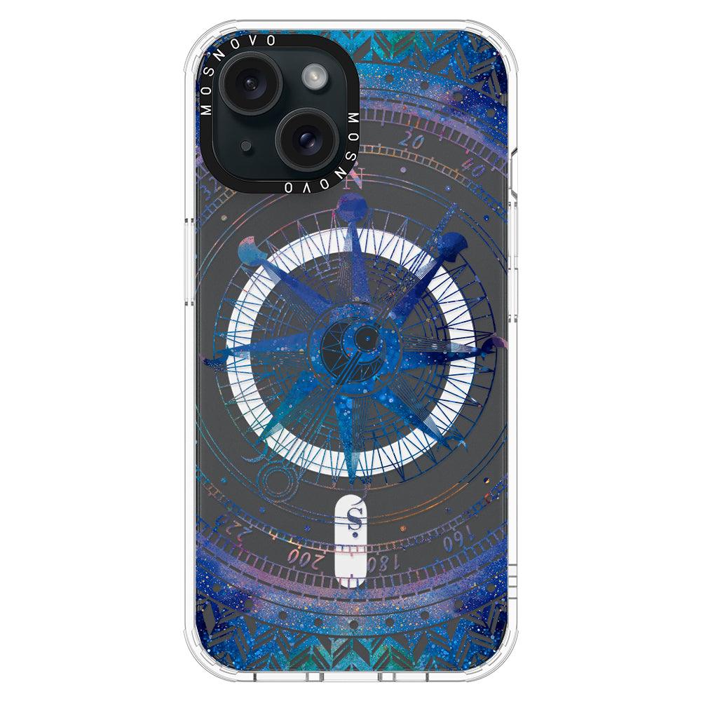 Galaxy Compass Phone Case - iPhone 15 Case Clear With Magsafe