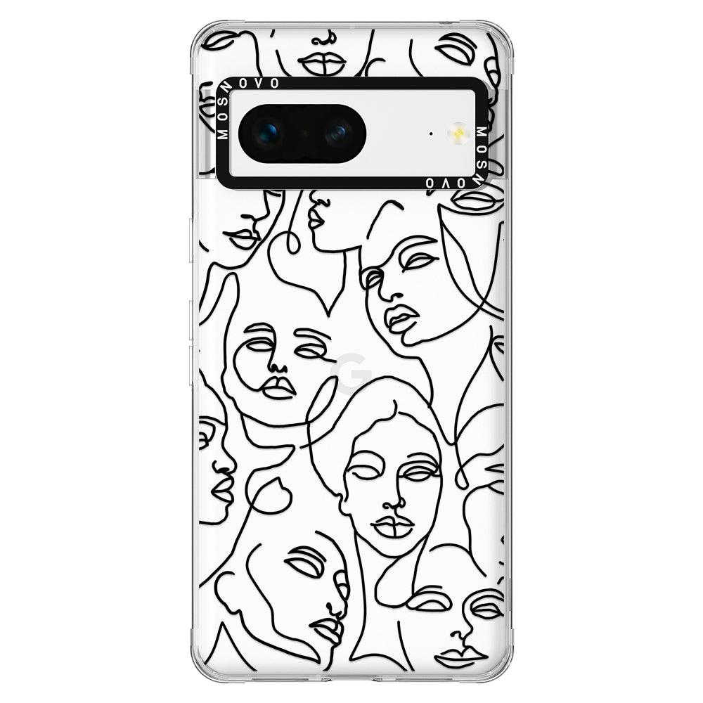 Abstract Face Line Art Phone Case - Google Pixel 7 Case - MOSNOVO