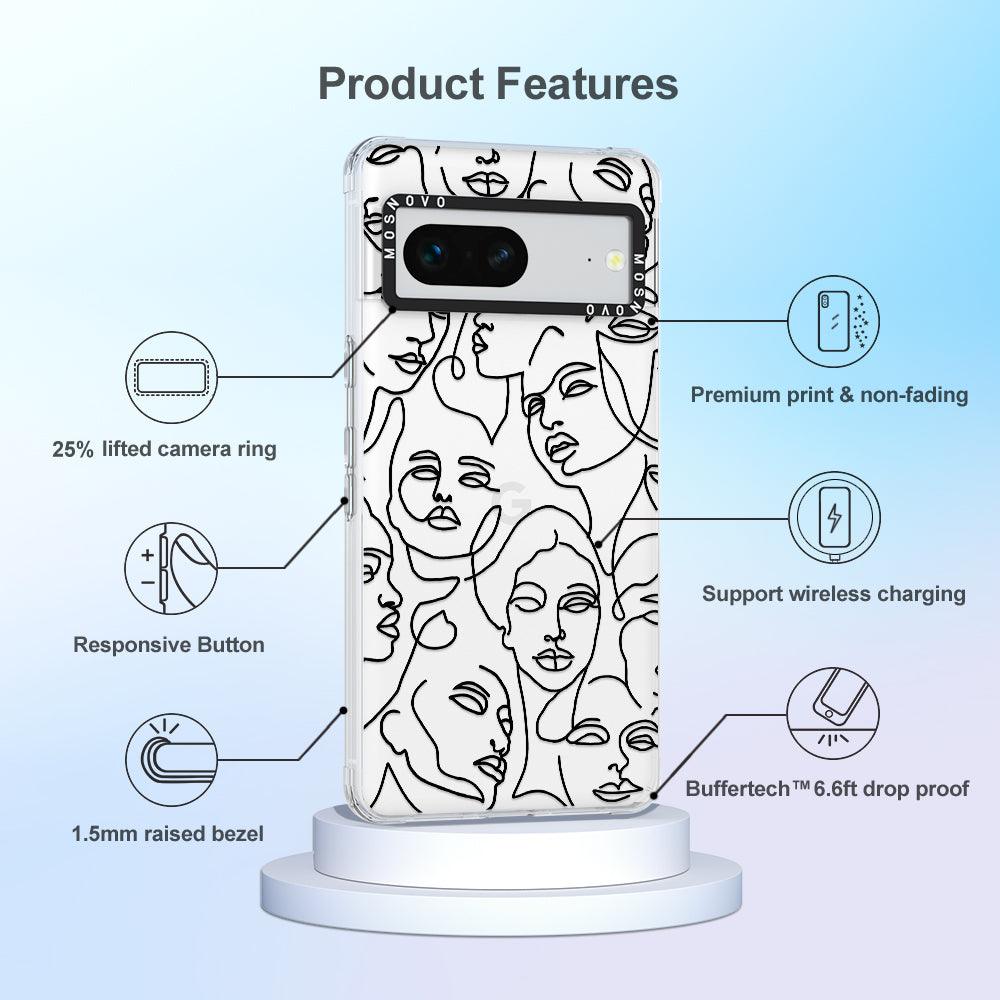 Abstract Face Line Art Phone Case - Google Pixel 7 Case - MOSNOVO