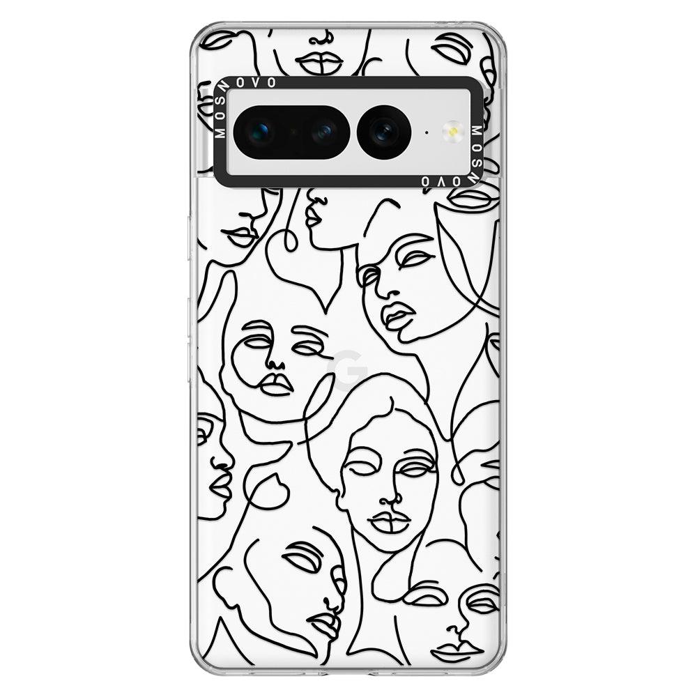 Abstract Face Line Art Phone Case - Google Pixel 7 Pro Case - MOSNOVO