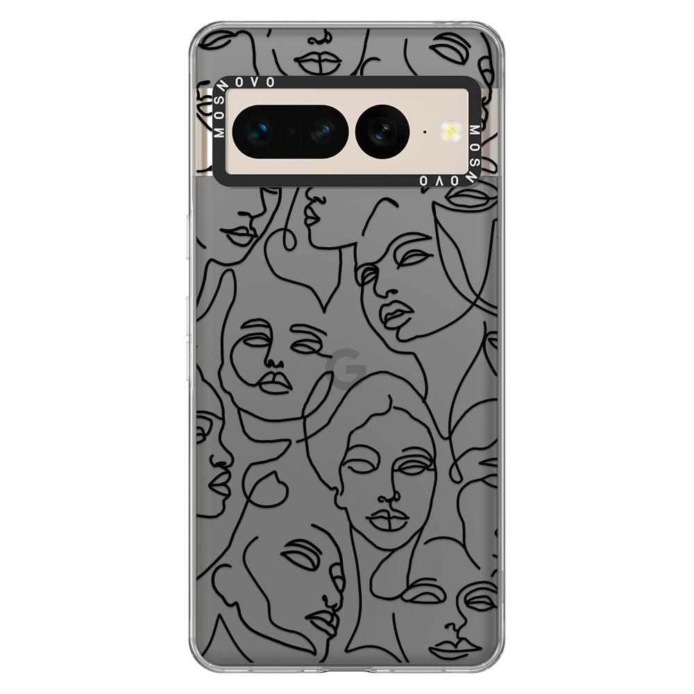 Abstract Face Line Art Phone Case - Google Pixel 7 Pro Case - MOSNOVO