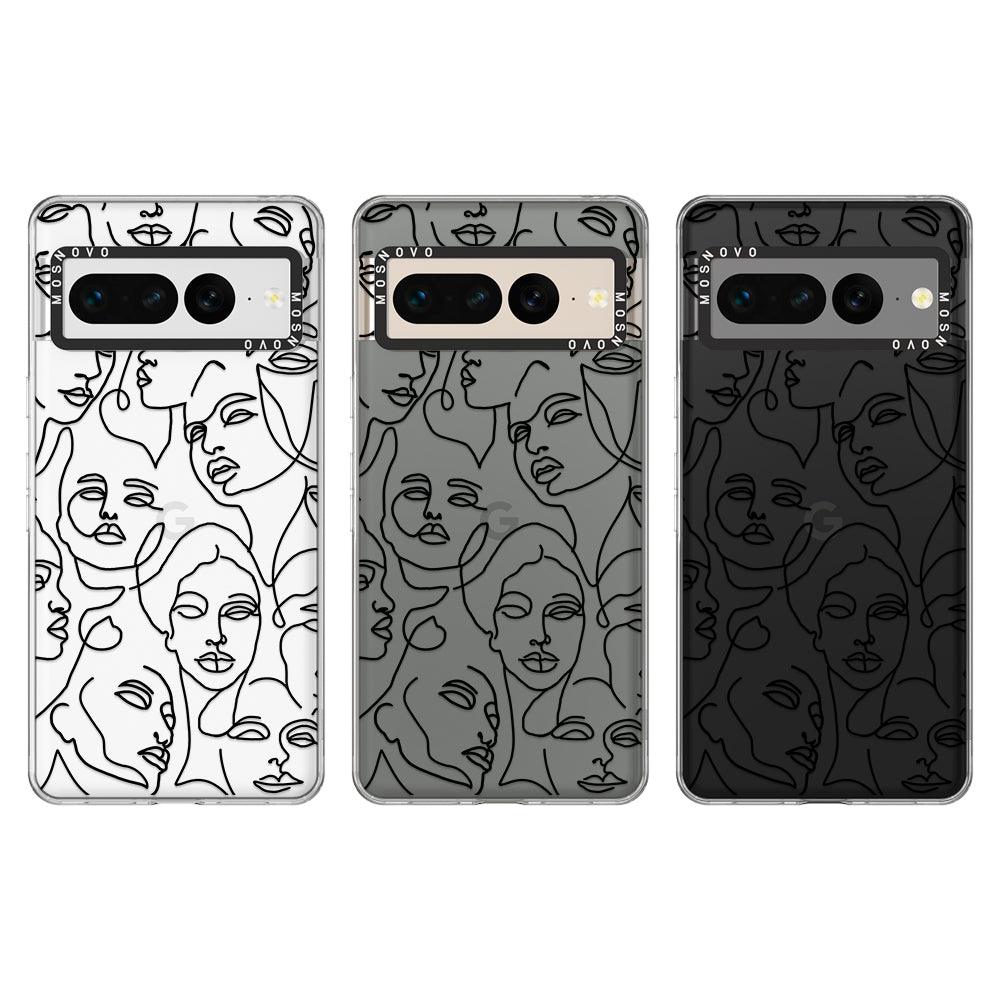 Abstract Face Line Art Phone Case - Google Pixel 7 Pro Case - MOSNOVO