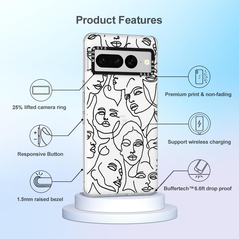 Abstract Face Line Art Phone Case - Google Pixel 7 Pro Case - MOSNOVO