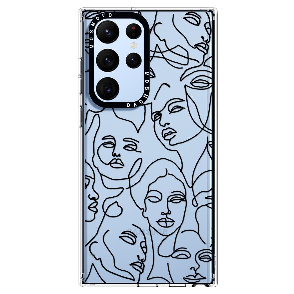 Abstract Face Line Art Phone Case - Samsung Galaxy S22 Ultra Case - MOSNOVO