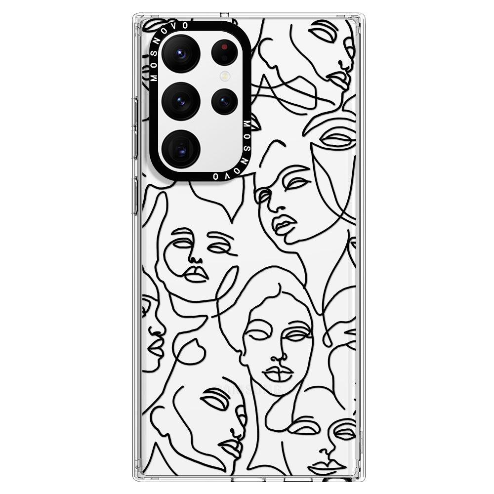 Abstract Face Line Art Phone Case - Samsung Galaxy S22 Ultra Case - MOSNOVO