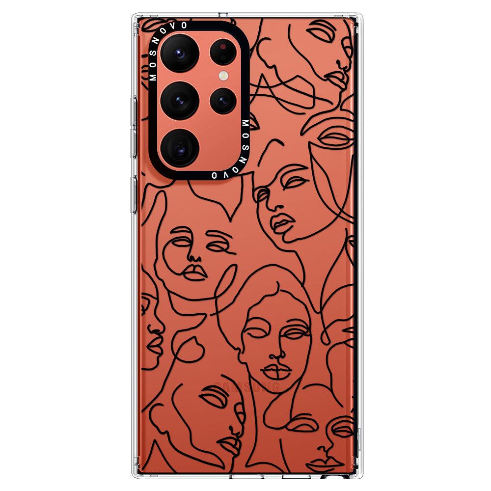 Abstract Face Line Art Phone Case - Samsung Galaxy S22 Ultra Case - MOSNOVO